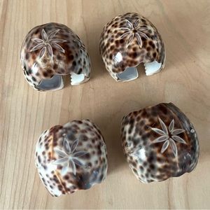 Tiger Cowrie Seashell Napkin Rings